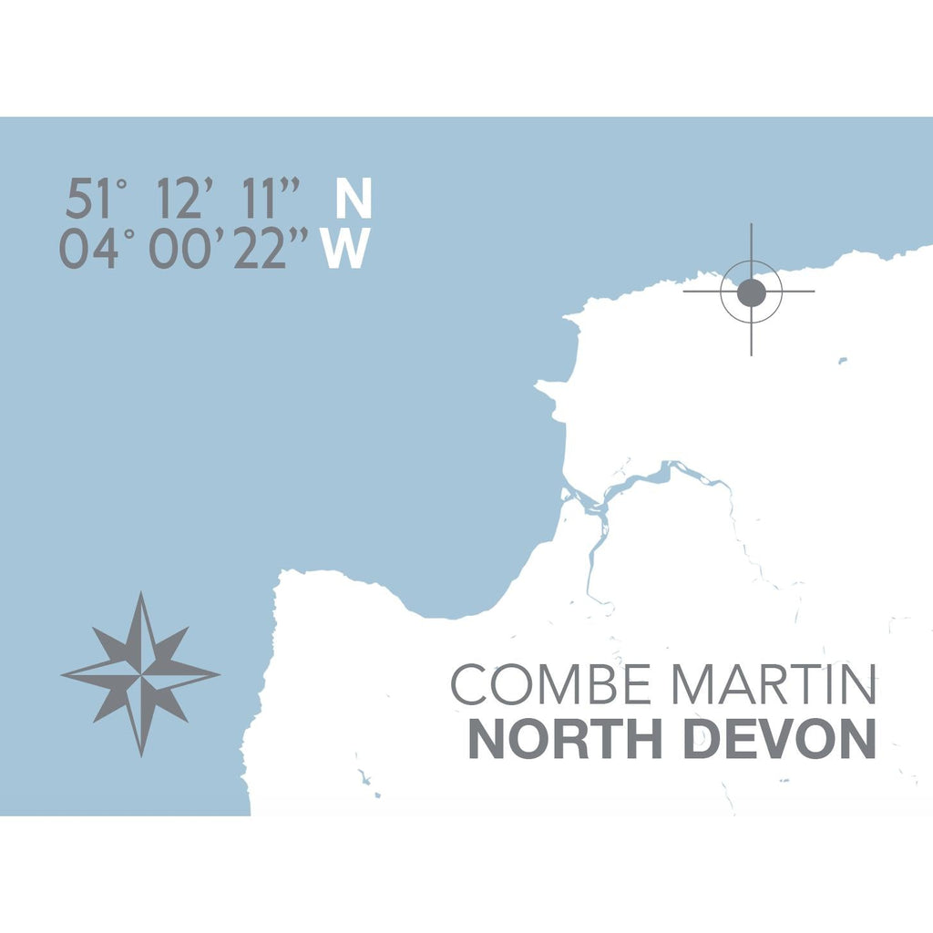 Combe Martin Coastal Map Print-SeaKisses