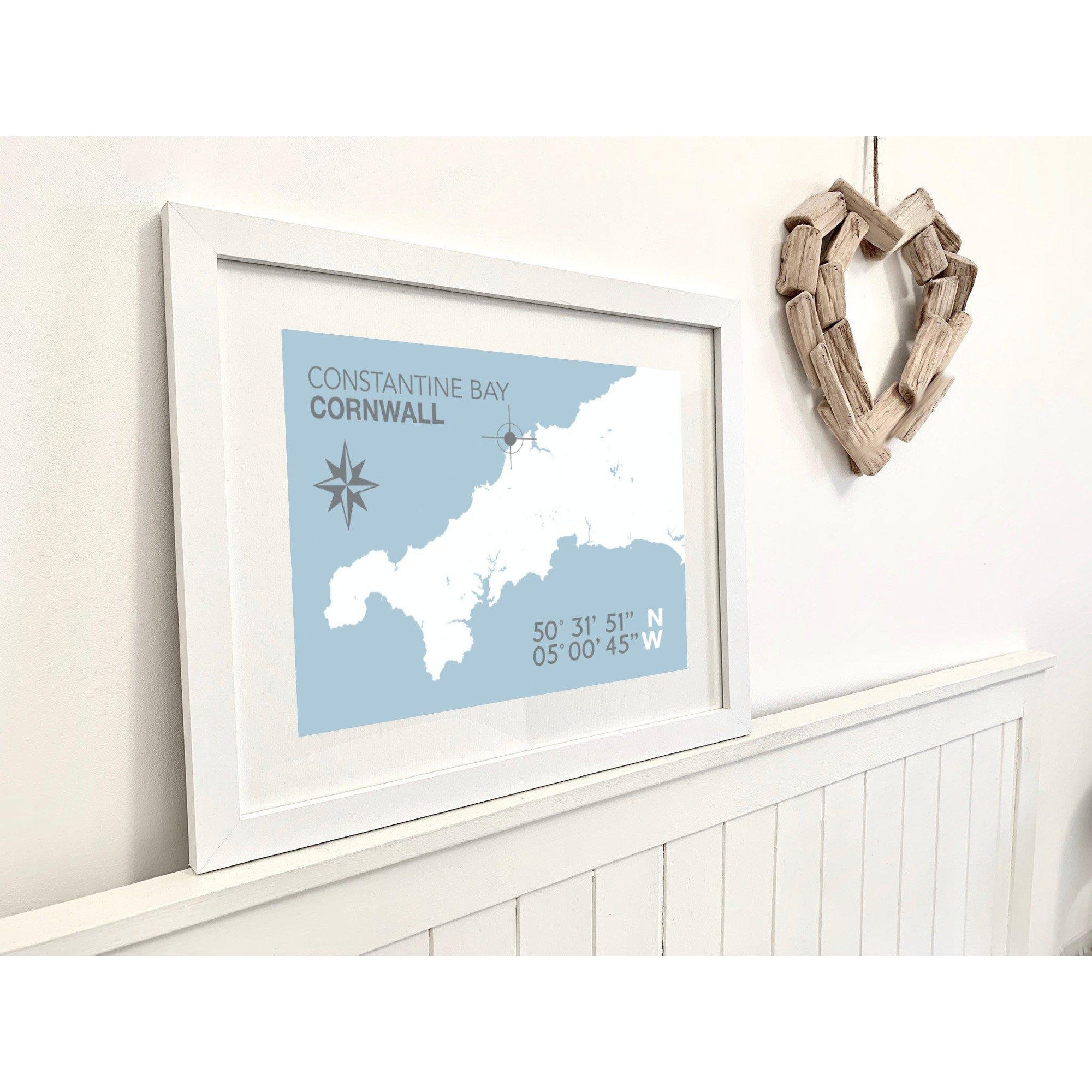 Constantine Bay Coastal Map Print-SeaKisses