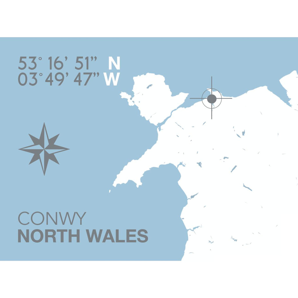 Conwy Coastal Map Print-SeaKisses