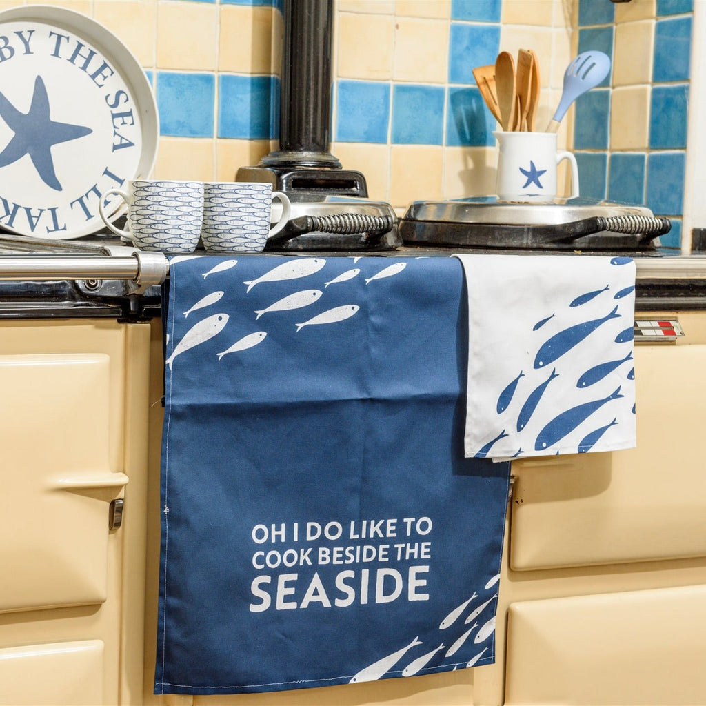 Cook Beside The Sea Tea Towel - Blue-SeaKisses