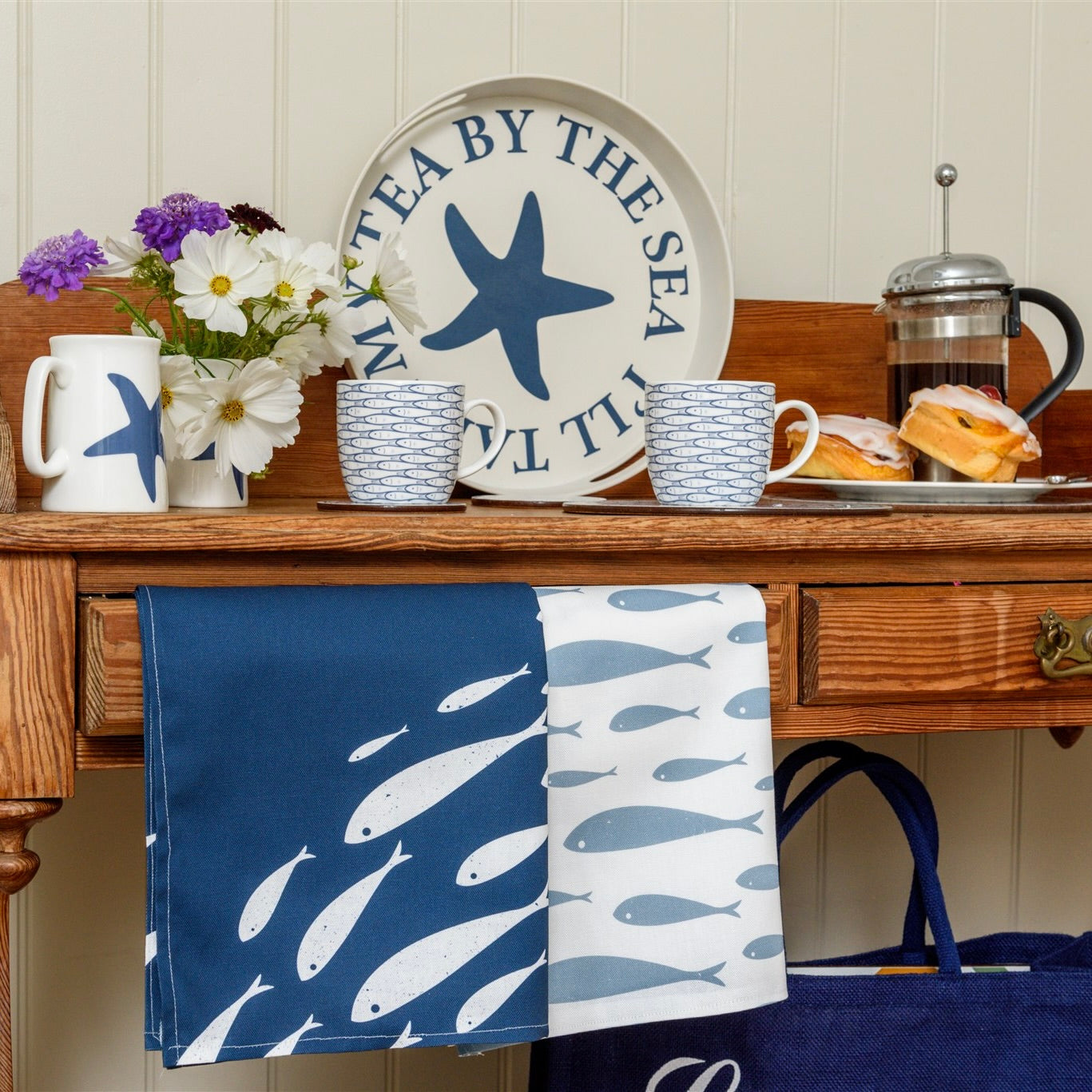 Cook Beside The Sea Tea Towel - Blue-SeaKisses