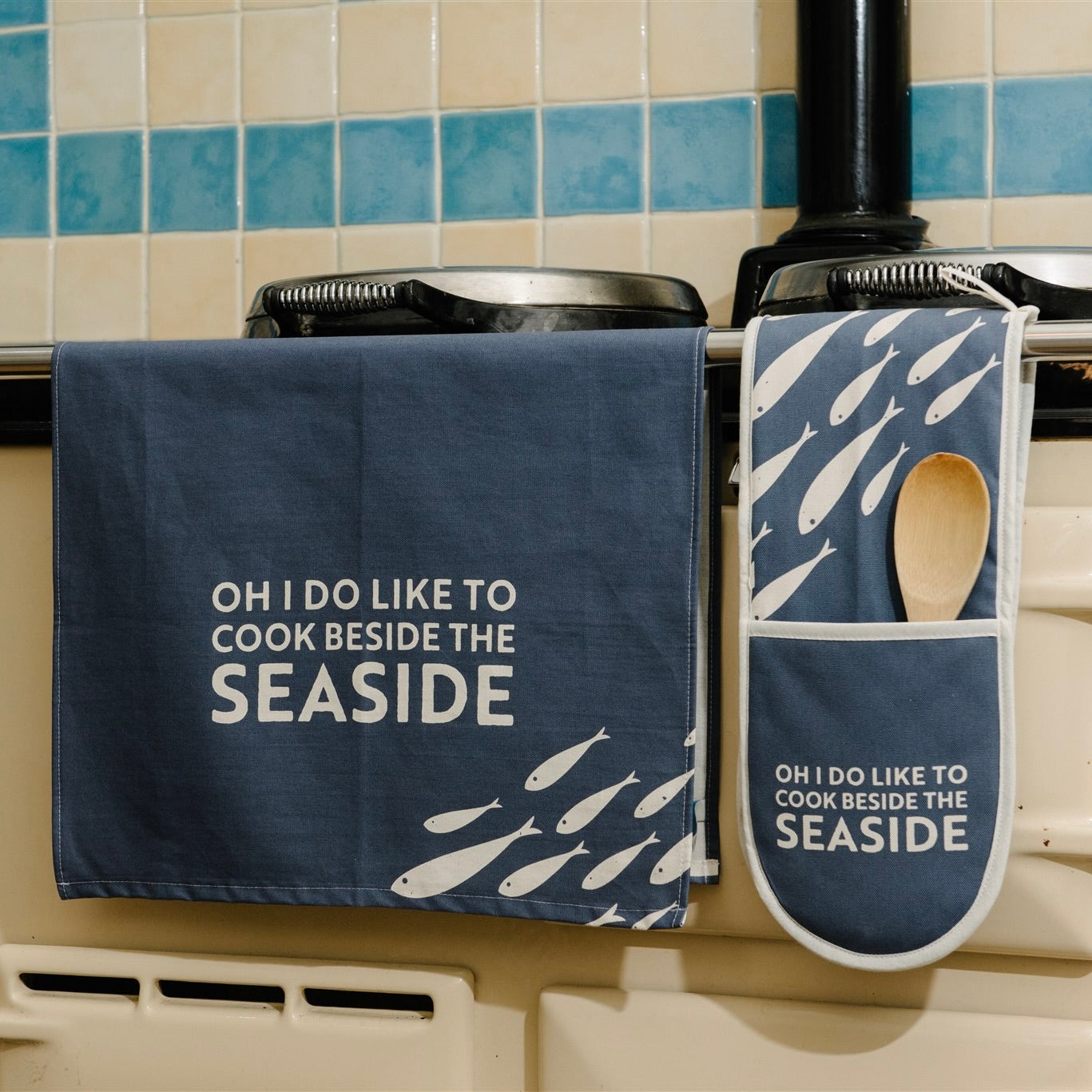 Cook Beside The Sea Tea Towel - Blue-SeaKisses