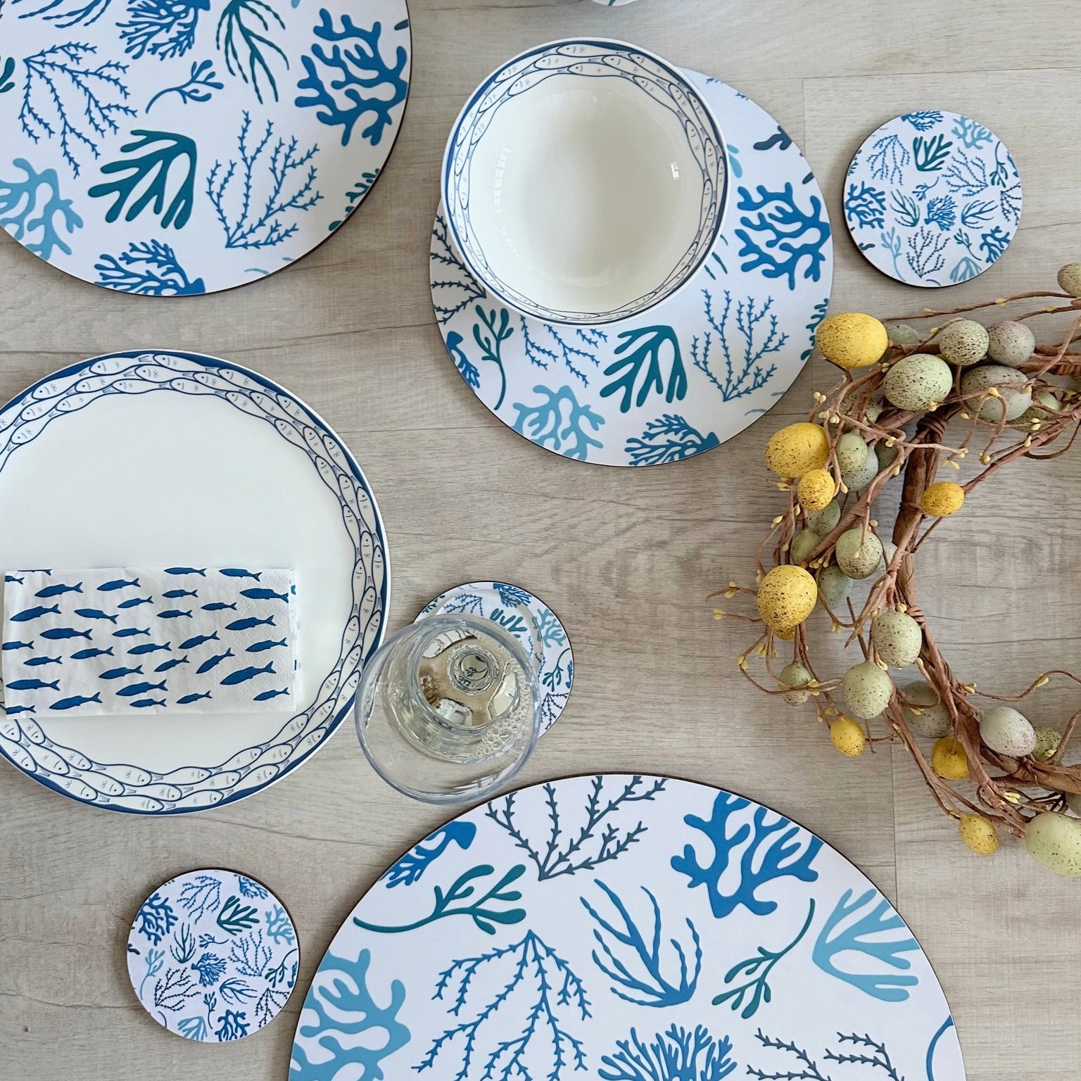 Coral Placemat & Coasters Gift Box-SeaKisses