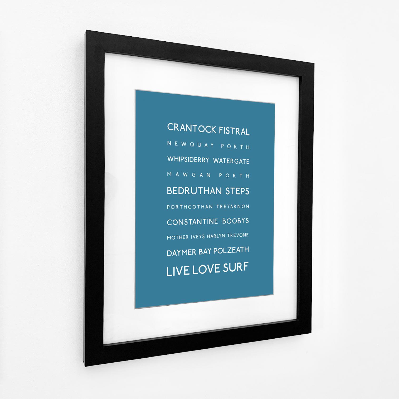 Cornwall Surf Beaches Typographic Print-SeaKisses