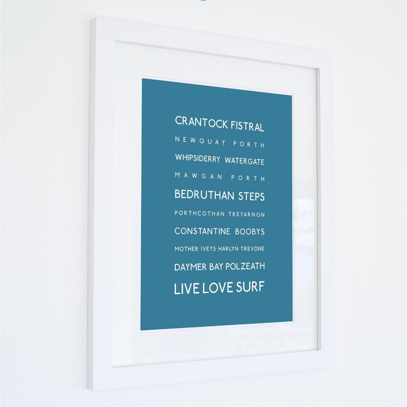 Cornwall Surf Beaches Typographic Print-SeaKisses