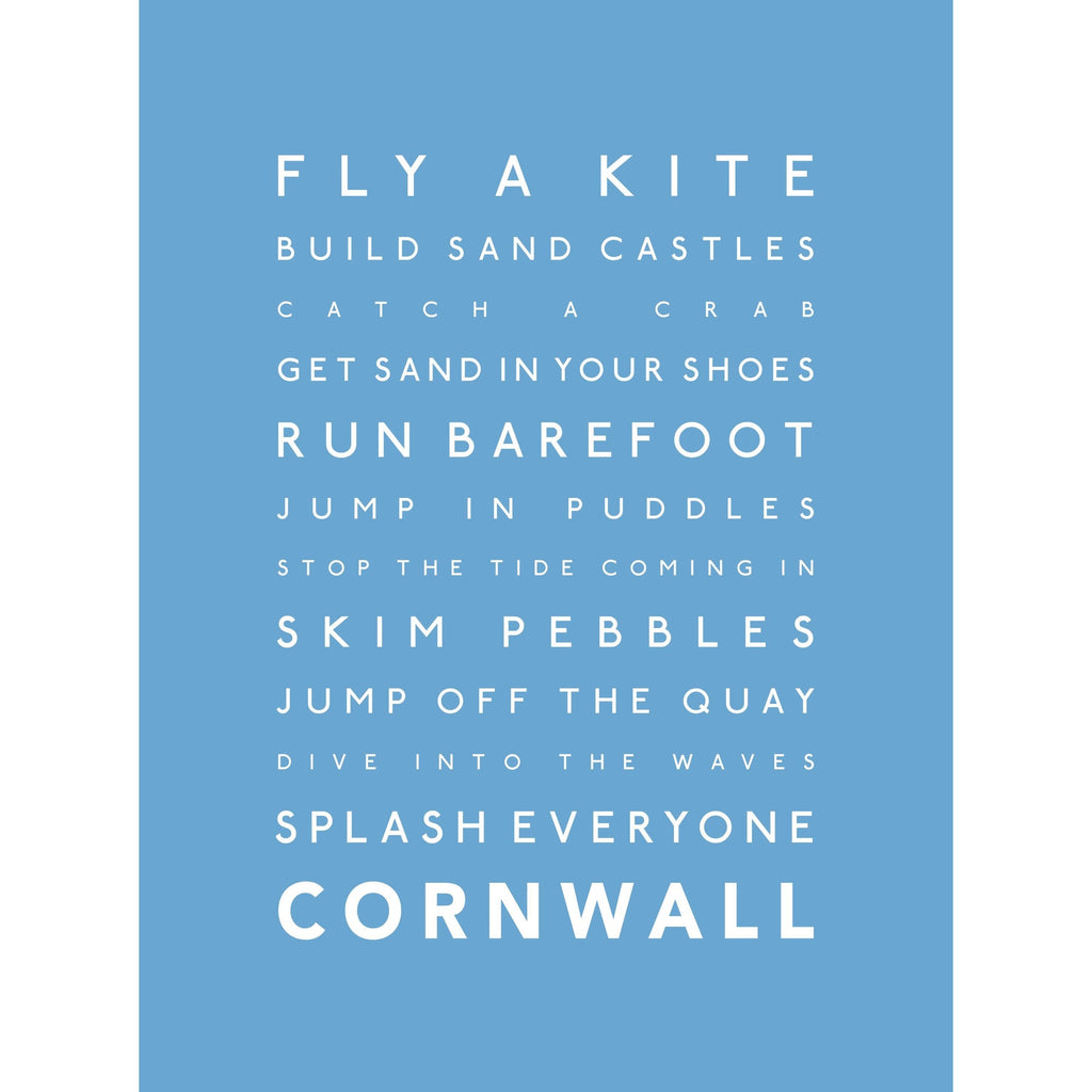 Cornwall Typographic Travel Print- Coastal Wall Art /Poster-SeaKisses
