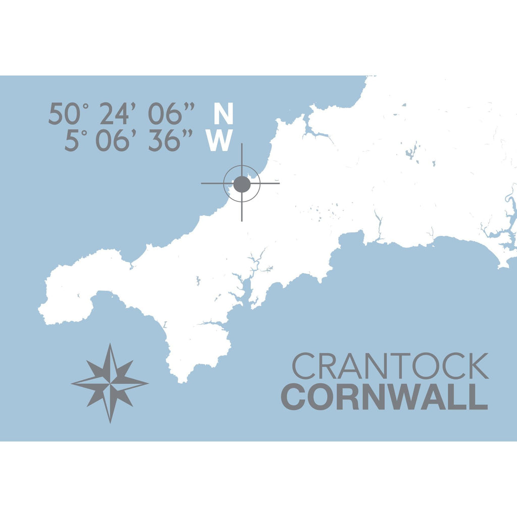 Crantock Map Travel Print- Coastal Wall Art /Poster-SeaKisses