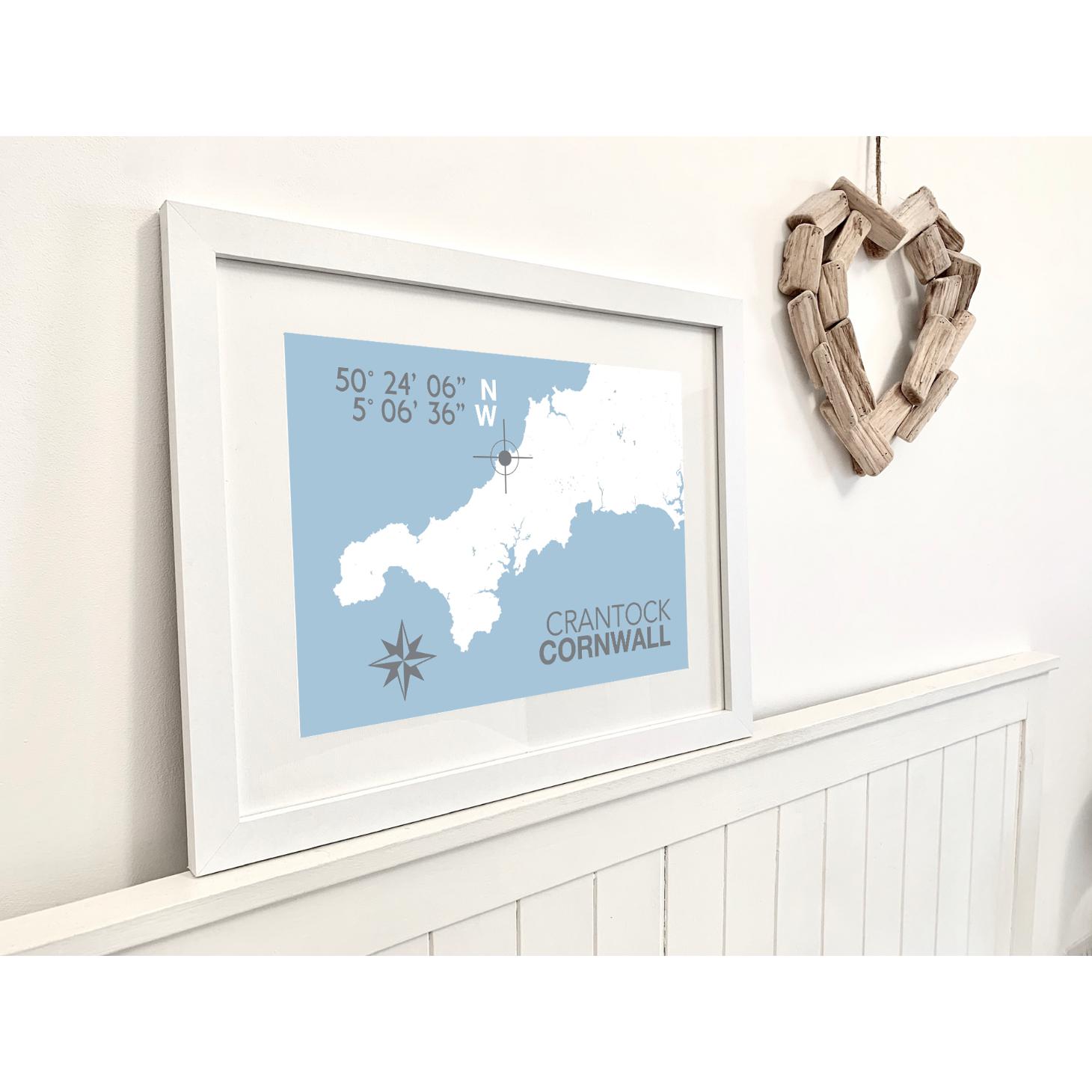 Crantock Coastal Map Print-SeaKisses