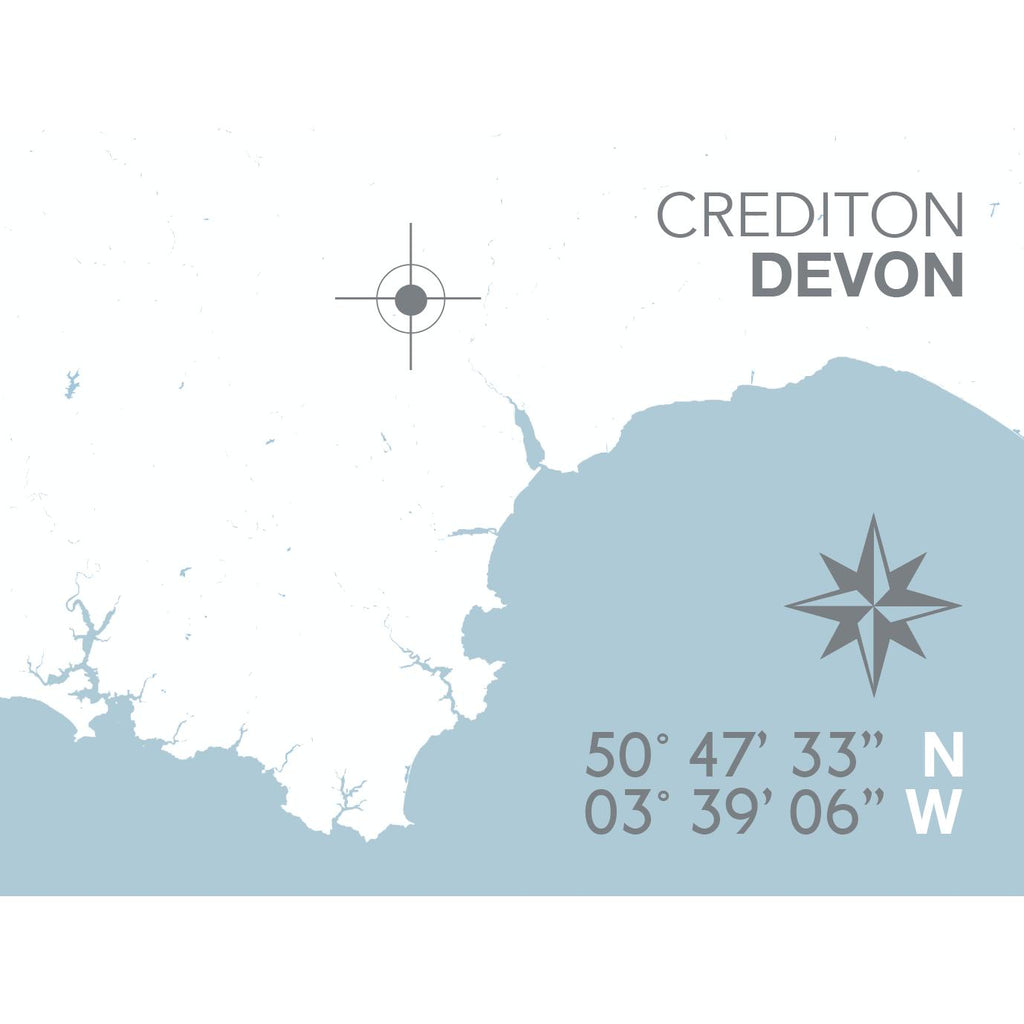 Crediton Map Travel Print- Coastal Wall Art /Poster-SeaKisses