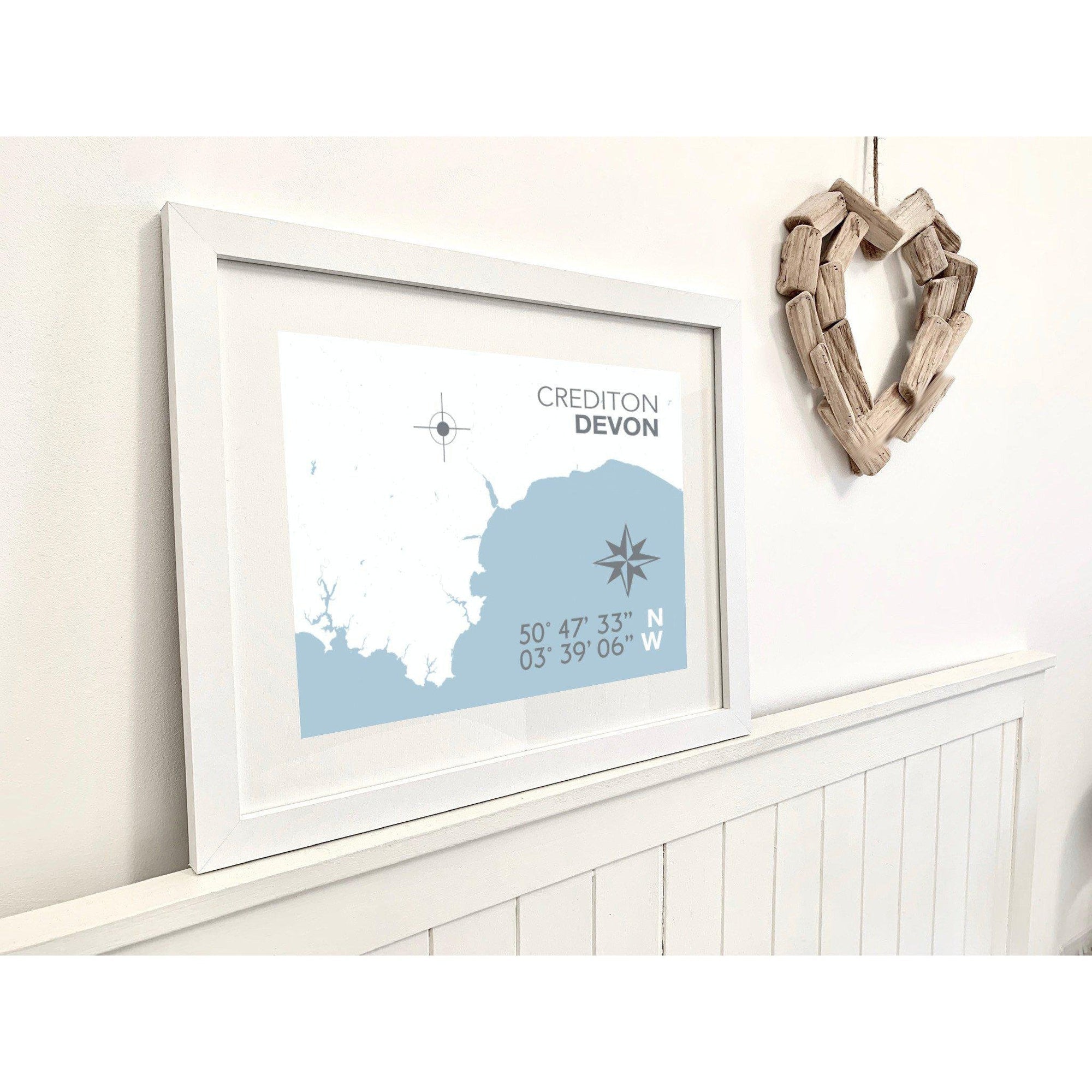 Crediton Coastal Map Print-SeaKisses