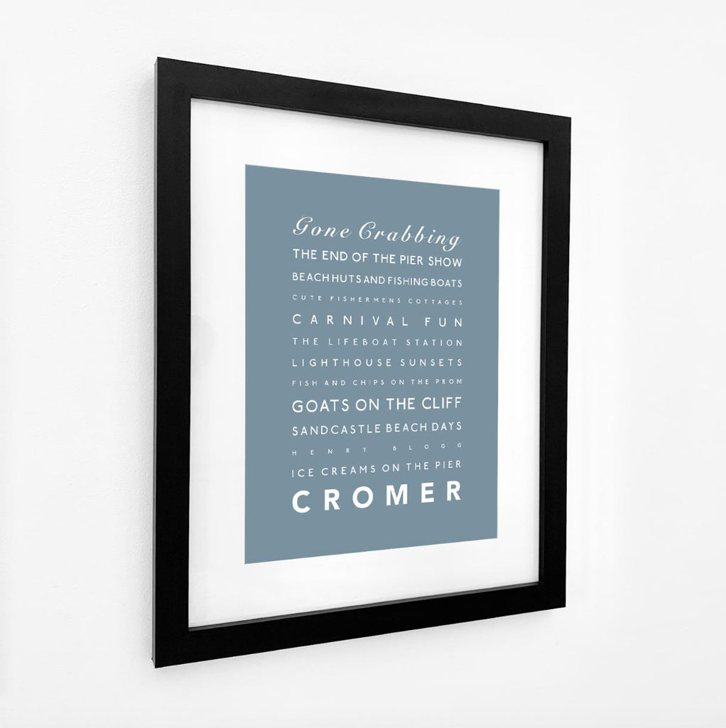 Cromer Typographic Travel Print- Coastal Wall Art /Poster-SeaKisses