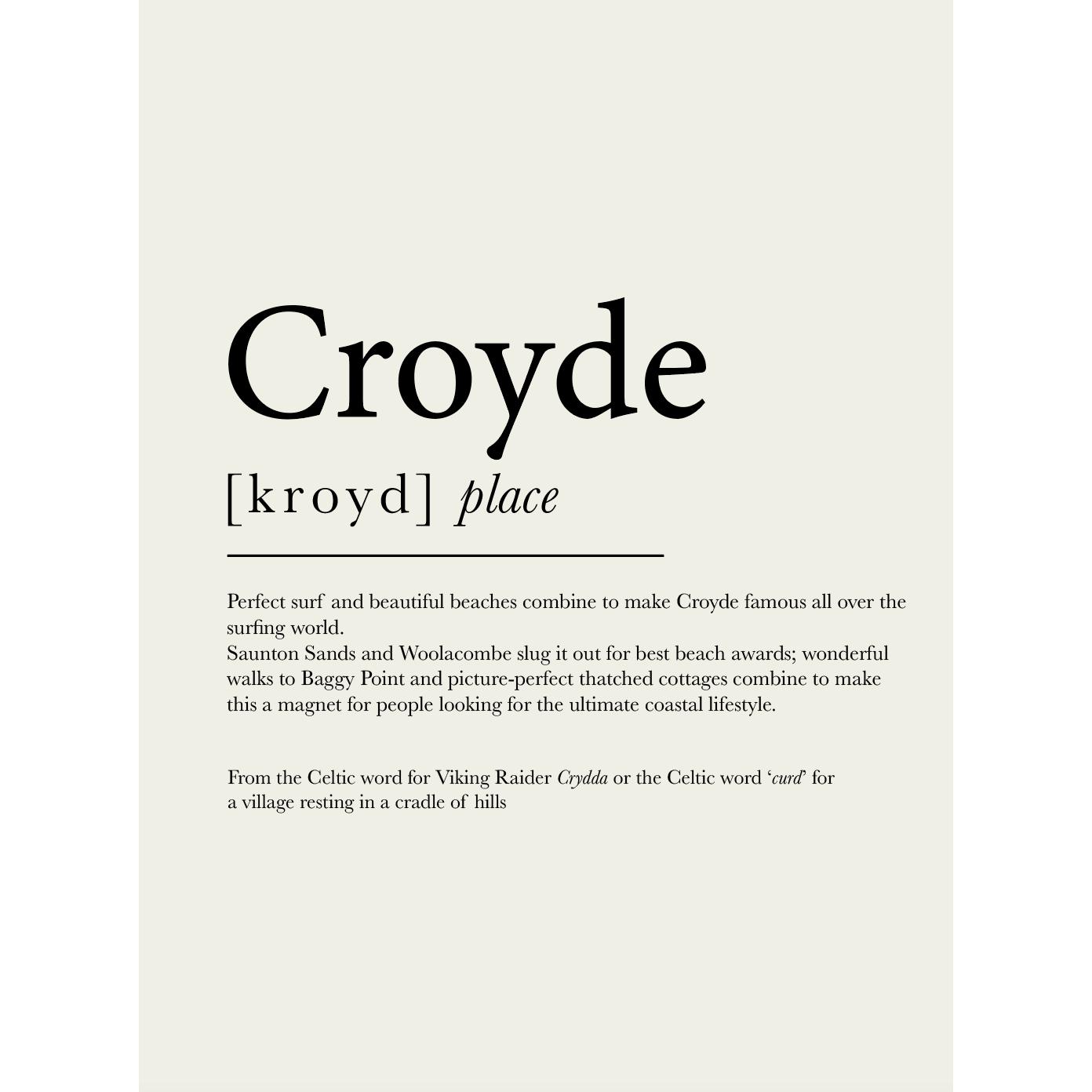 Croyde Definition Typographic Print-SeaKisses