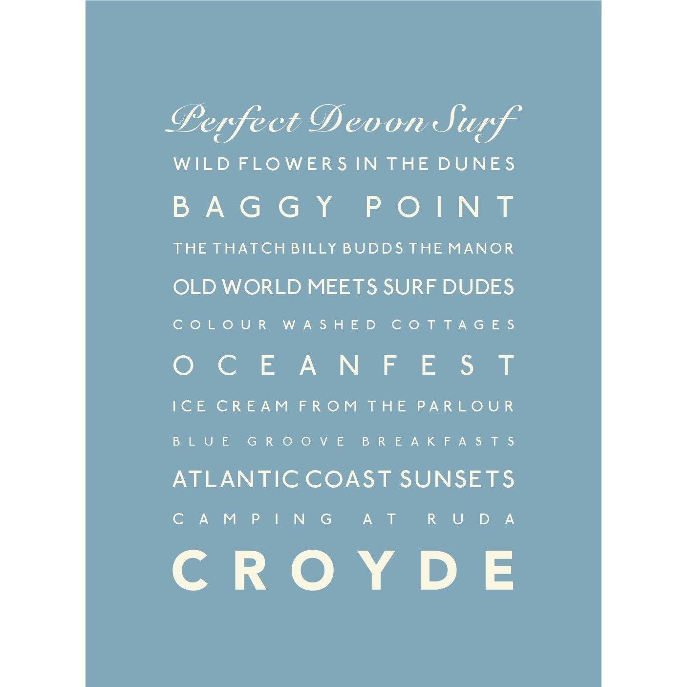 Croyde Typographic Print-SeaKisses