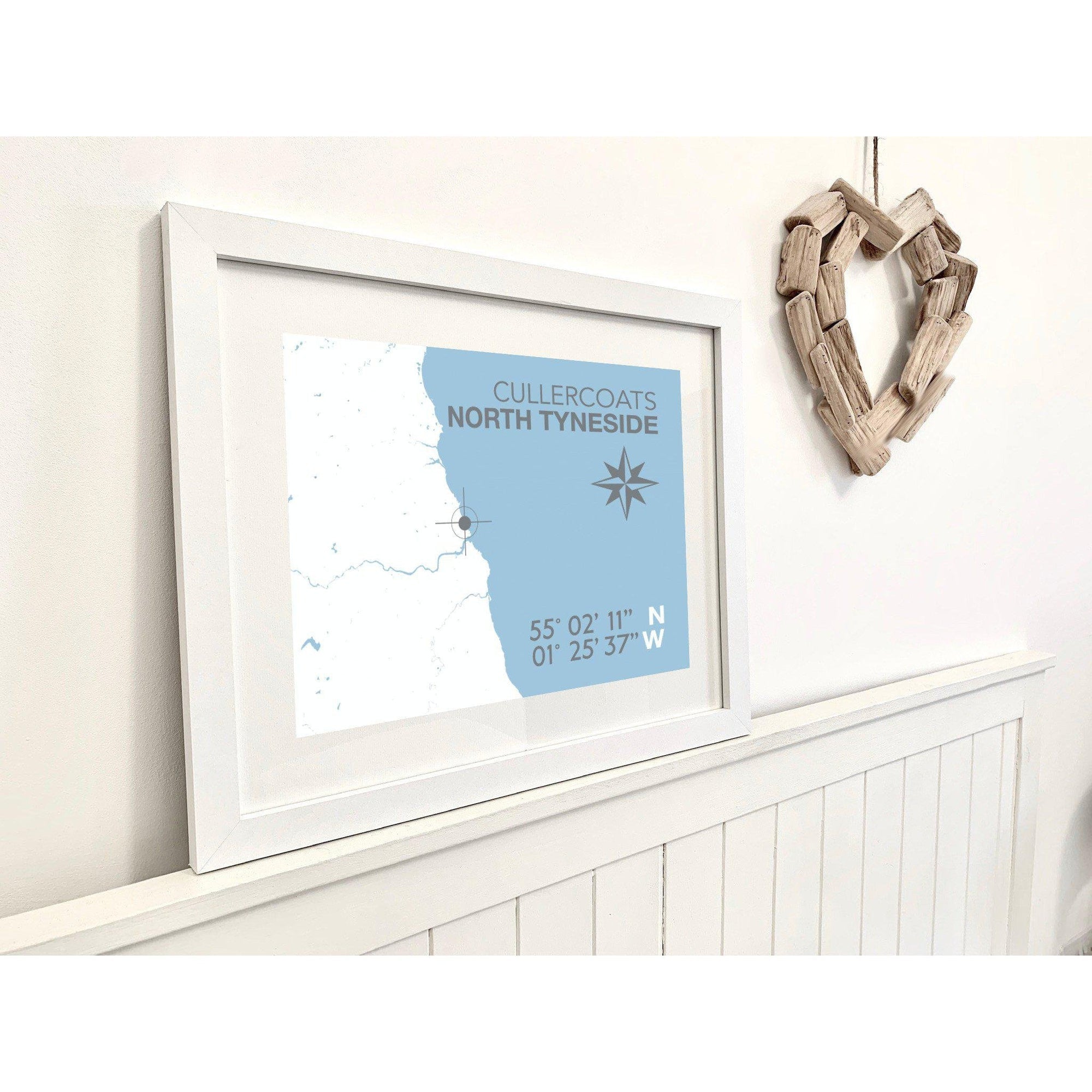 Cullercoats Coastal Map Print-SeaKisses