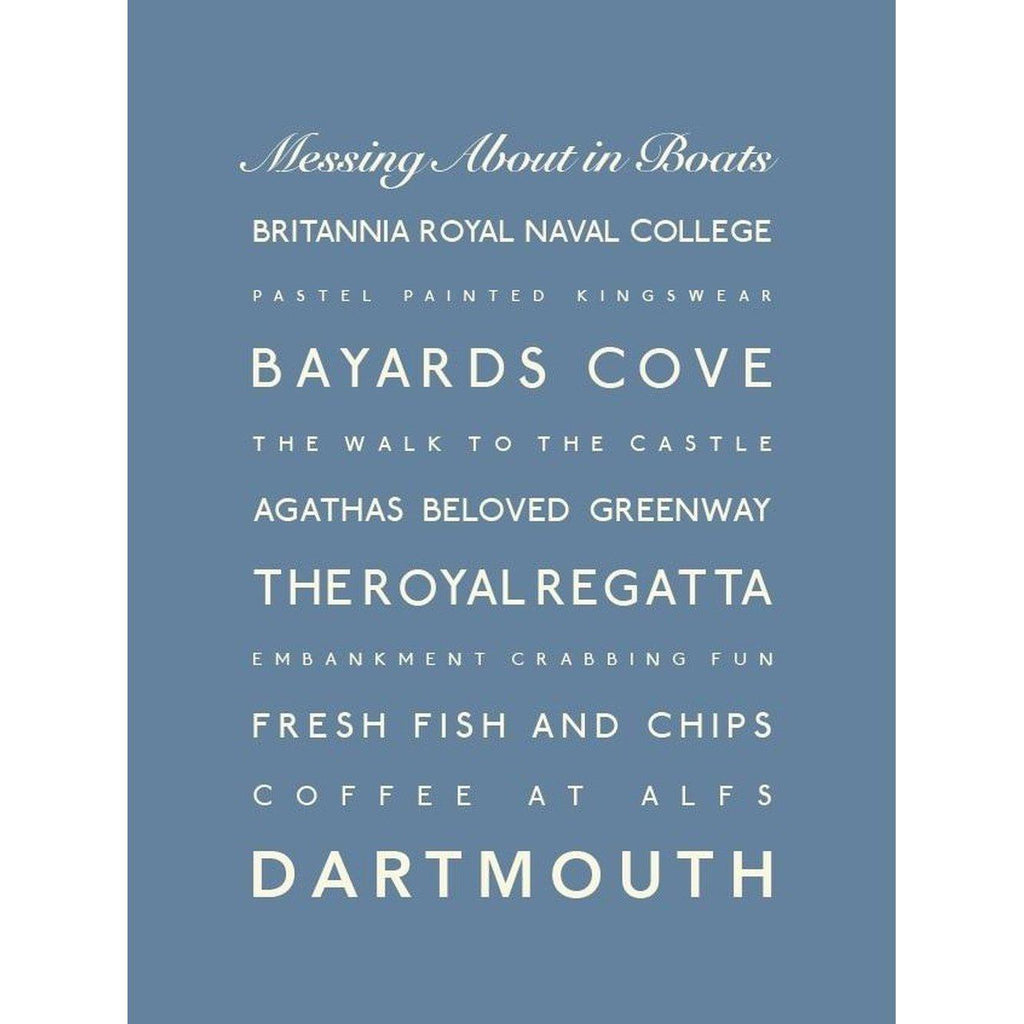 Dartmouth Typographic Travel Print- Coastal Wall Art /Poster-SeaKisses