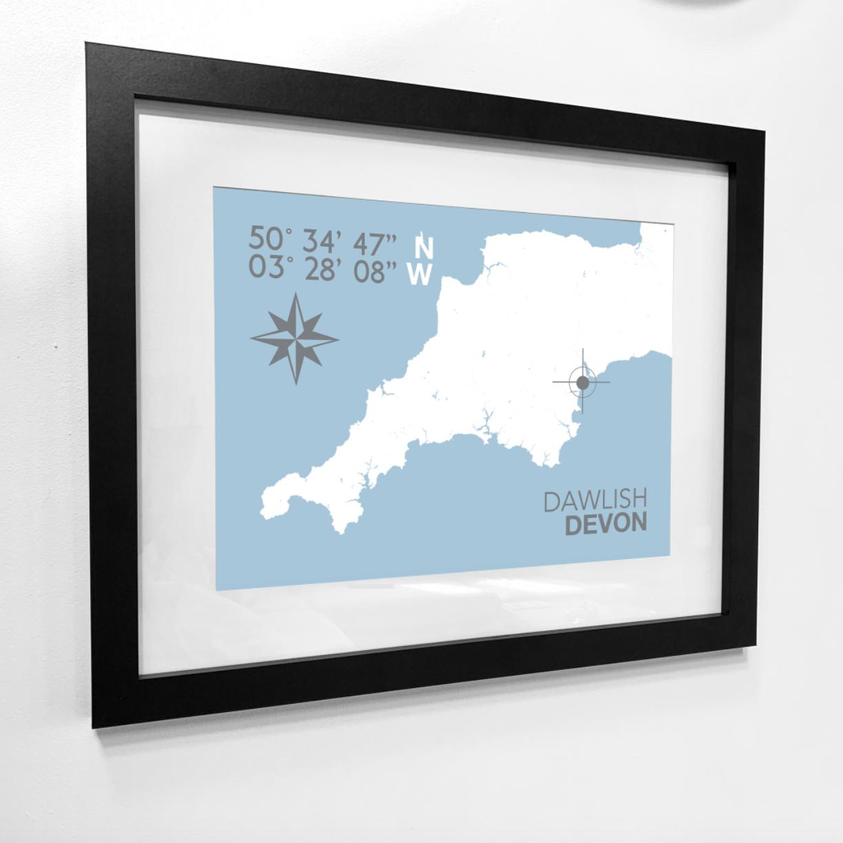 Dawlish Coastal Map Print-SeaKisses