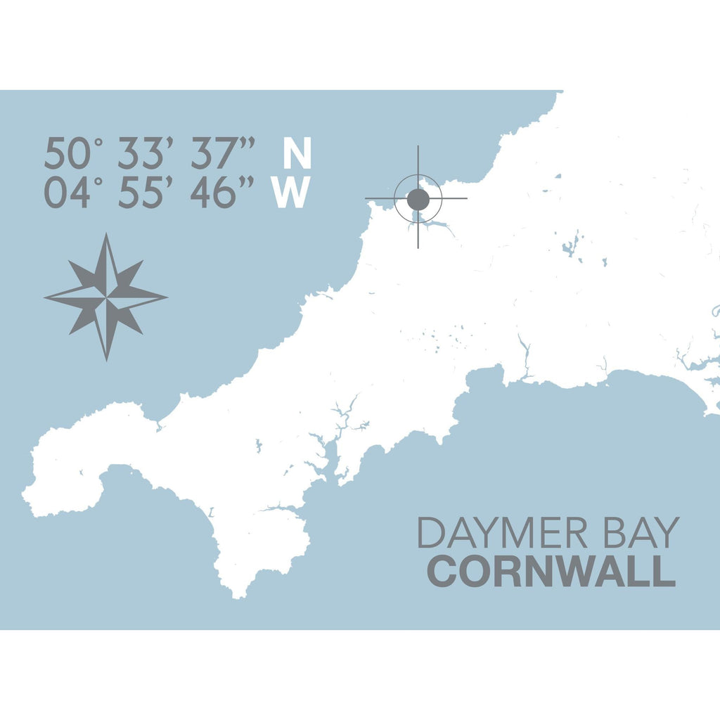 Daymer Bay Coastal Map Print-SeaKisses