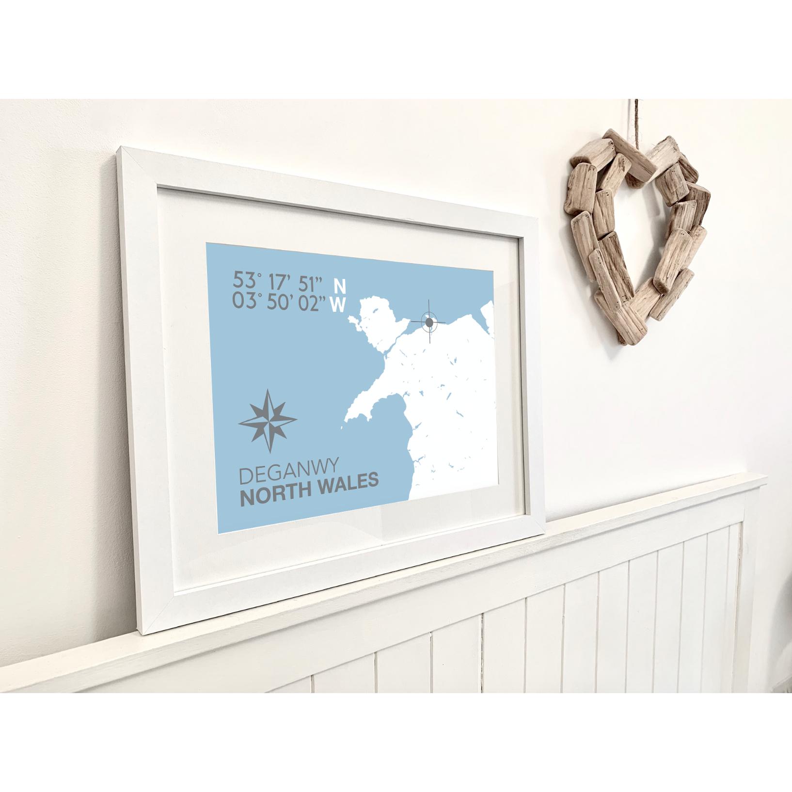 Deganwy Coastal Map Print-SeaKisses