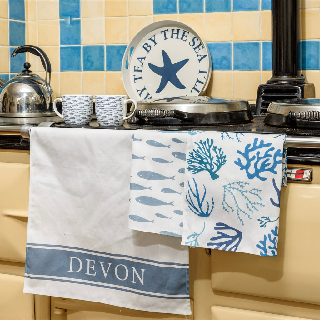 Devon Stripe Design Tea Towel-SeaKisses