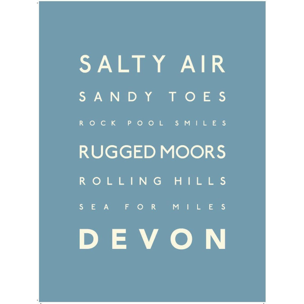 Devon Typographic Travel Print- Coastal Wall Art /Poster-SeaKisses