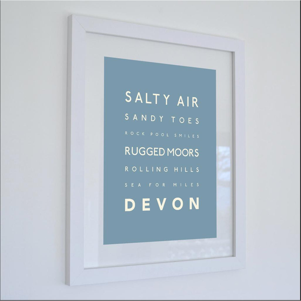 Devon Typographic Travel Print- Coastal Wall Art /Poster-SeaKisses
