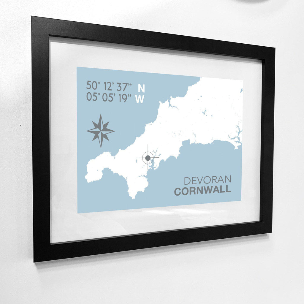 Devoran Map Travel Print- Coastal Wall Art /Poster-SeaKisses