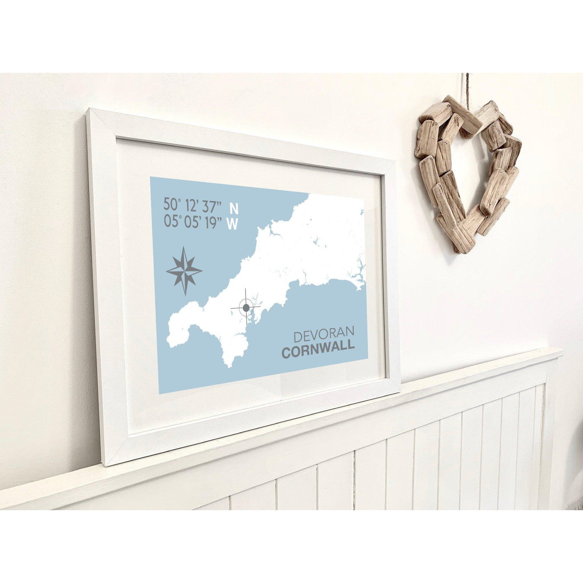 Devoran Coastal Map Print-SeaKisses