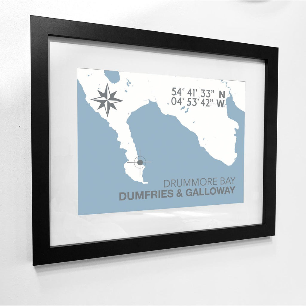 Drummore Bay Coastal Map Print-SeaKisses