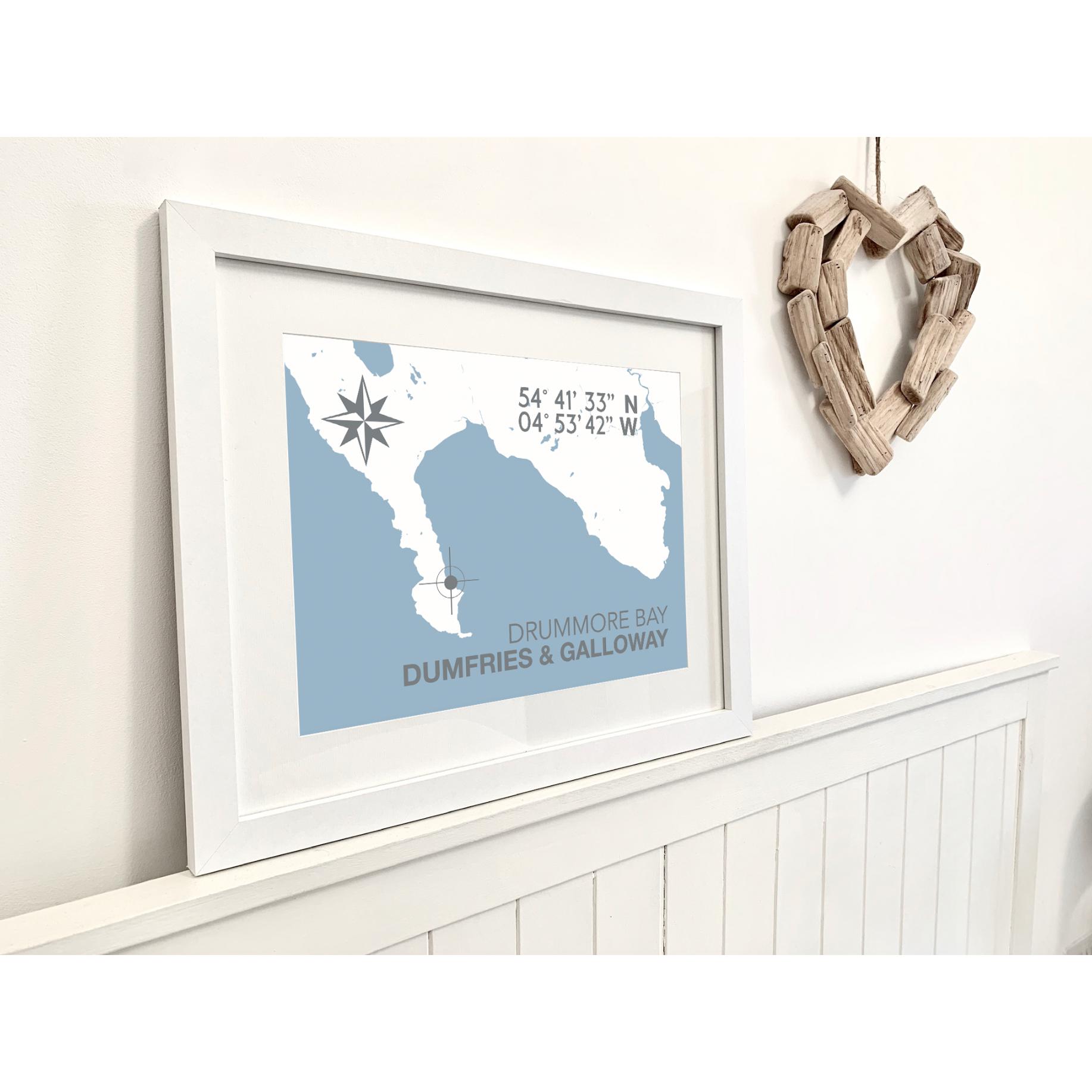 Drummore Bay Coastal Map Print-SeaKisses