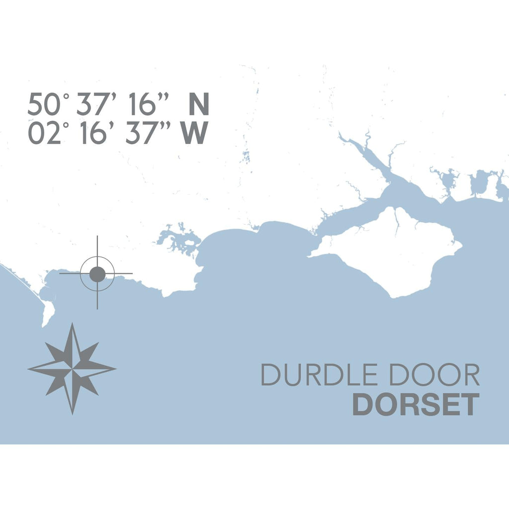 Durdle Door Map Travel Print- Coastal Wall Art /Poster-SeaKisses