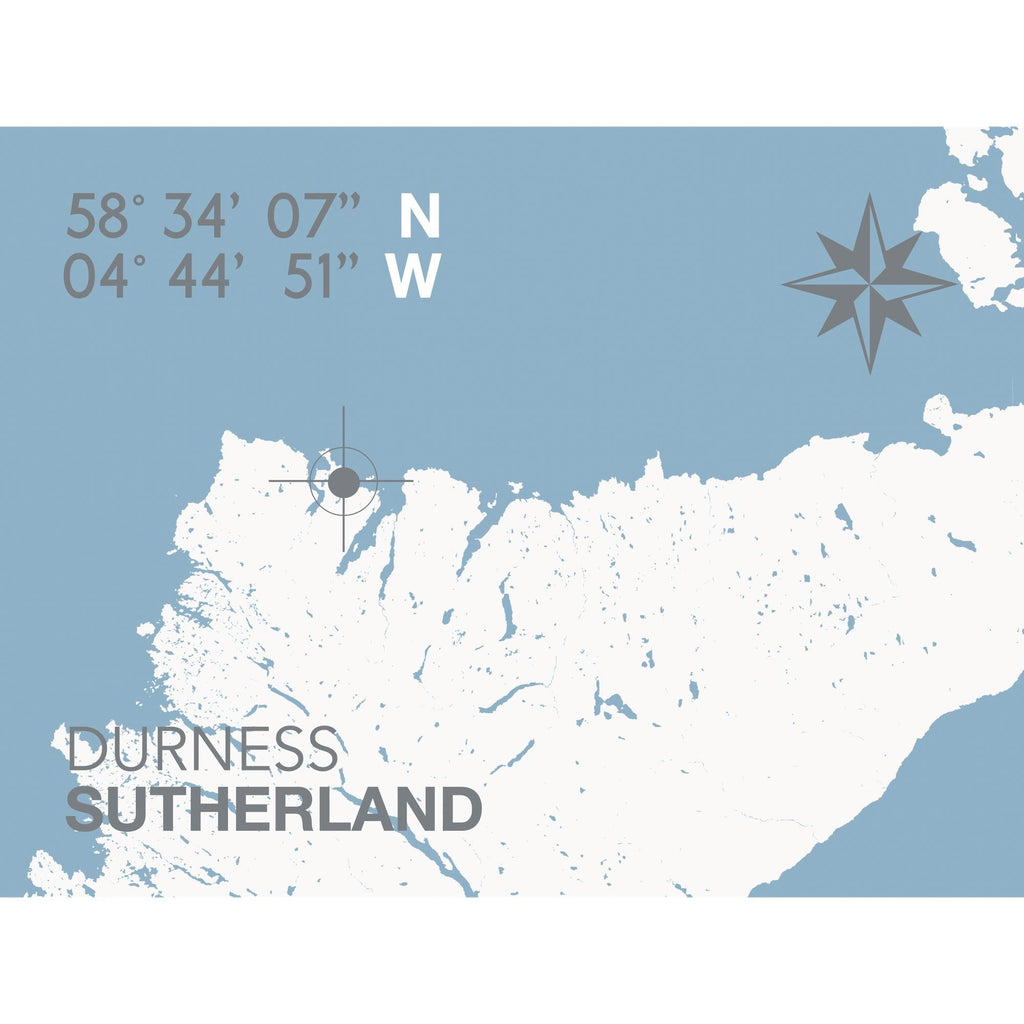 Durness Coastal Map Print-SeaKisses