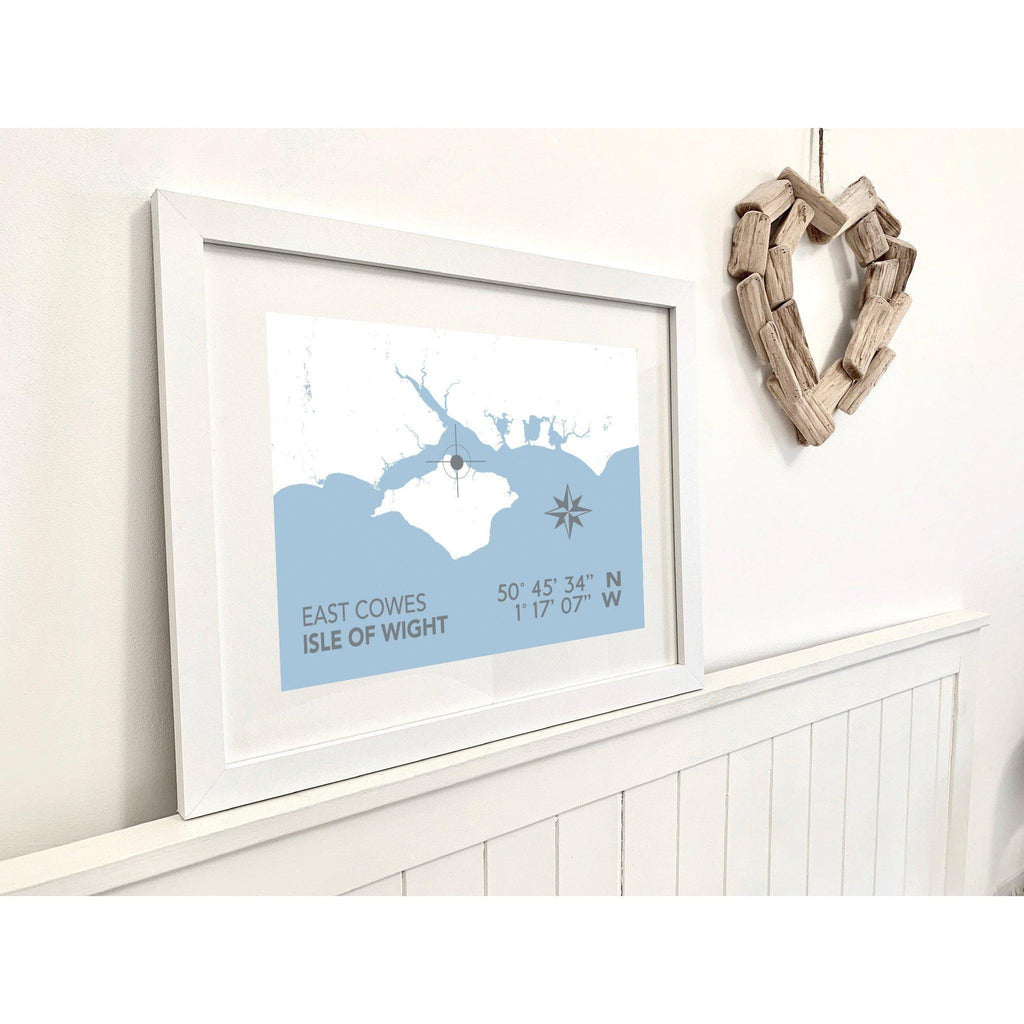 East Cowes Map Travel Print- Coastal Wall Art /Poster-SeaKisses