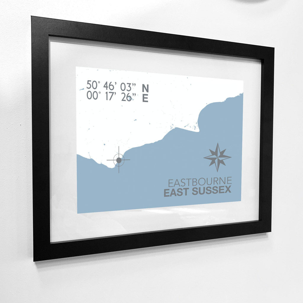 Eastbourne Map Travel Print- Coastal Wall Art /Poster-SeaKisses