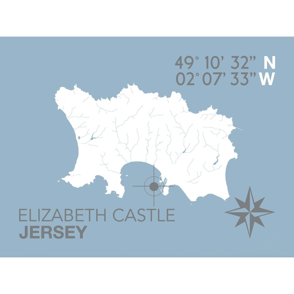 Elizabeth Castle Coastal Map Print-SeaKisses