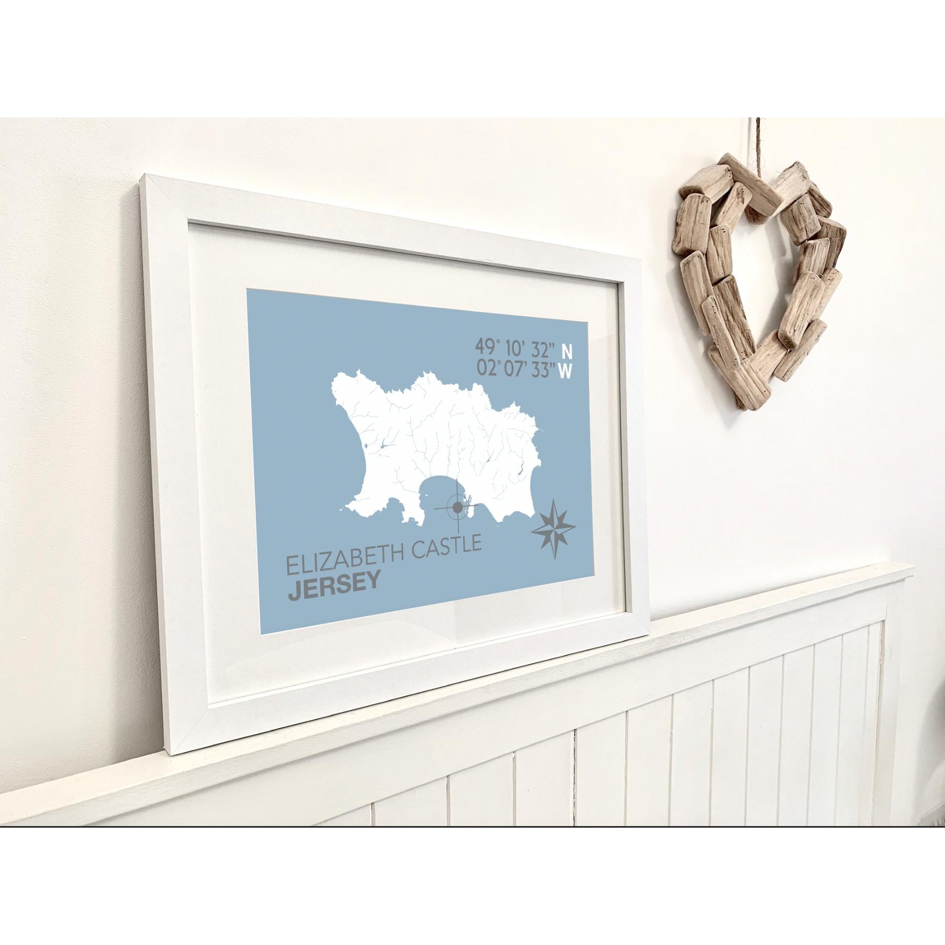 Elizabeth Castle Coastal Map Print-SeaKisses