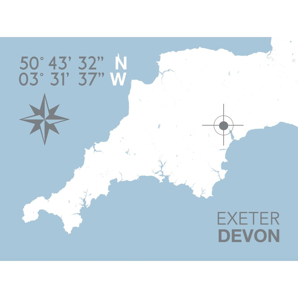 Exeter Map Travel Print- Coastal Wall Art /Poster-SeaKisses