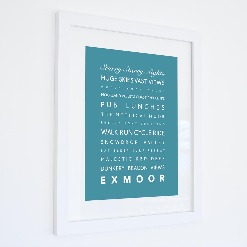 Exmoor Typographic Travel Print- Coastal Wall Art /Poster-SeaKisses
