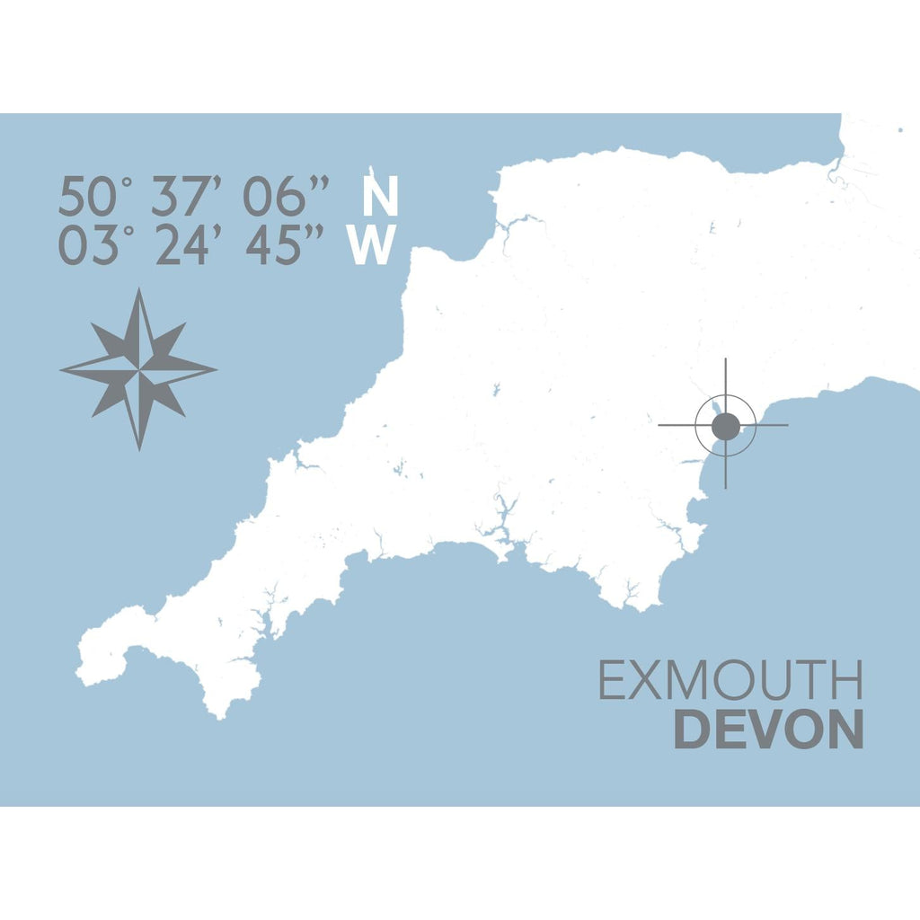 Exmouth Coastal Map Print-SeaKisses
