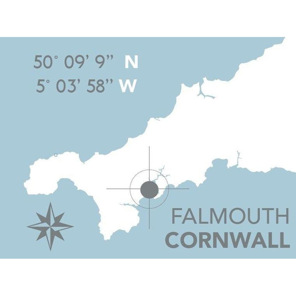 Falmouth Nautical Map Print - Coastal Wall Art /Poster-SeaKisses