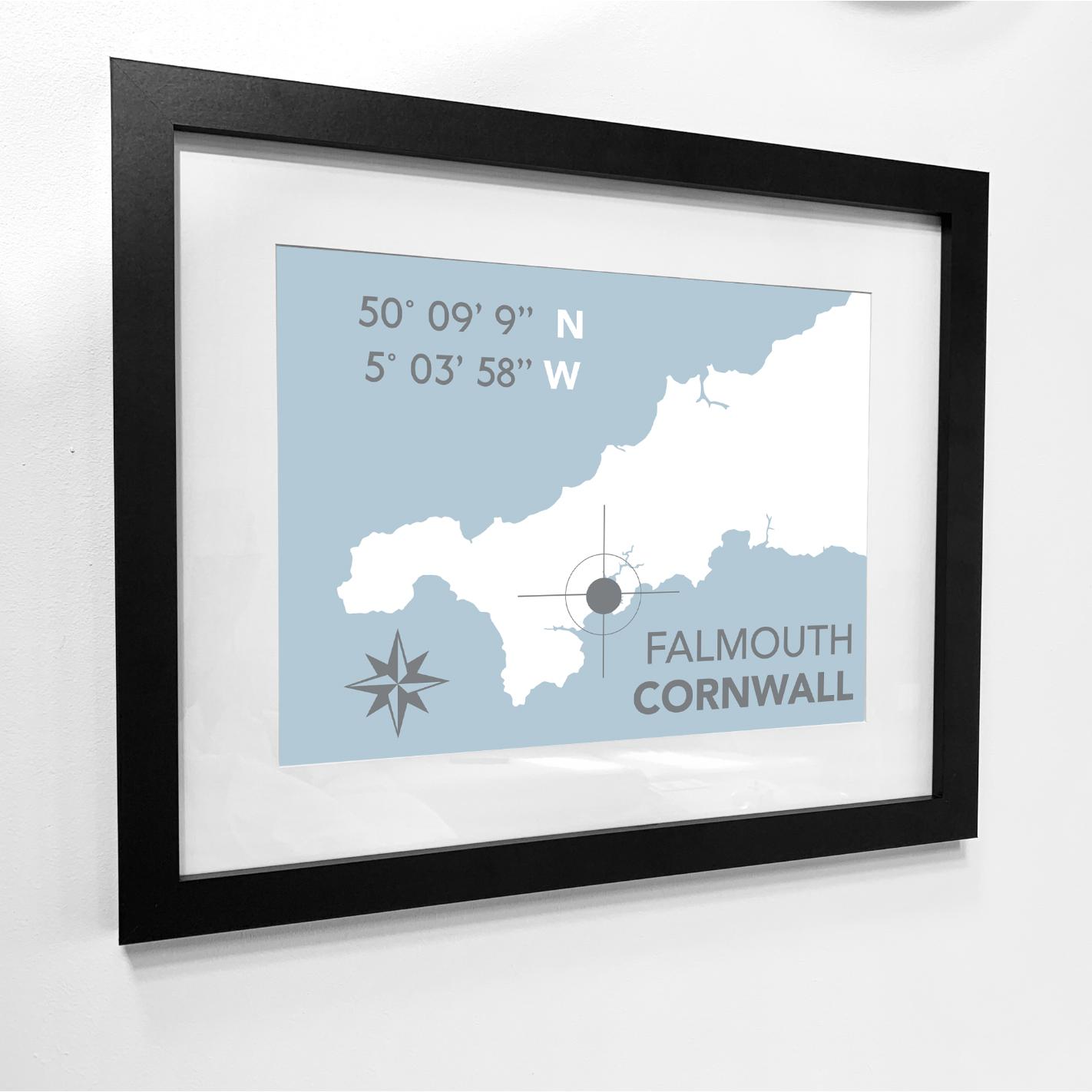 Falmouth Coastal Map Print-SeaKisses