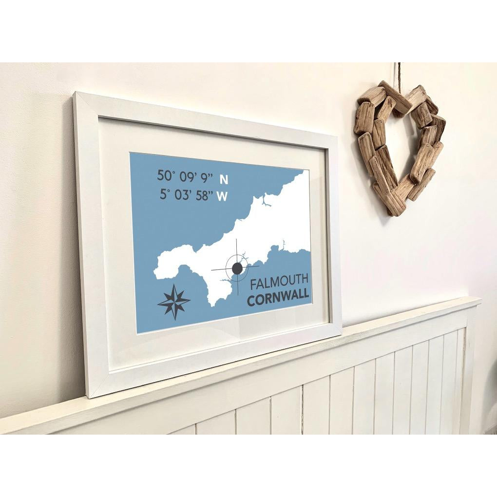 Falmouth Coastal Map Print-SeaKisses