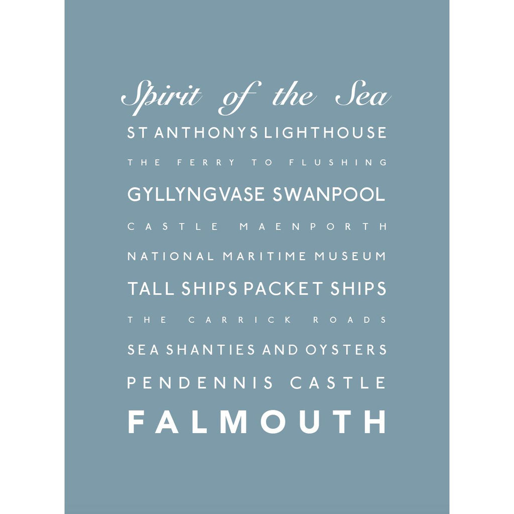 Falmouth Typographic Travel Print- Coastal Wall Art /Poster-SeaKisses