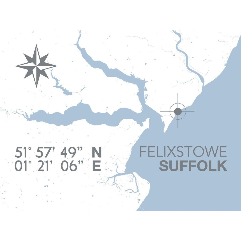 Felixstowe Nautical Map Print - Coastal Wall Art /Poster-SeaKisses