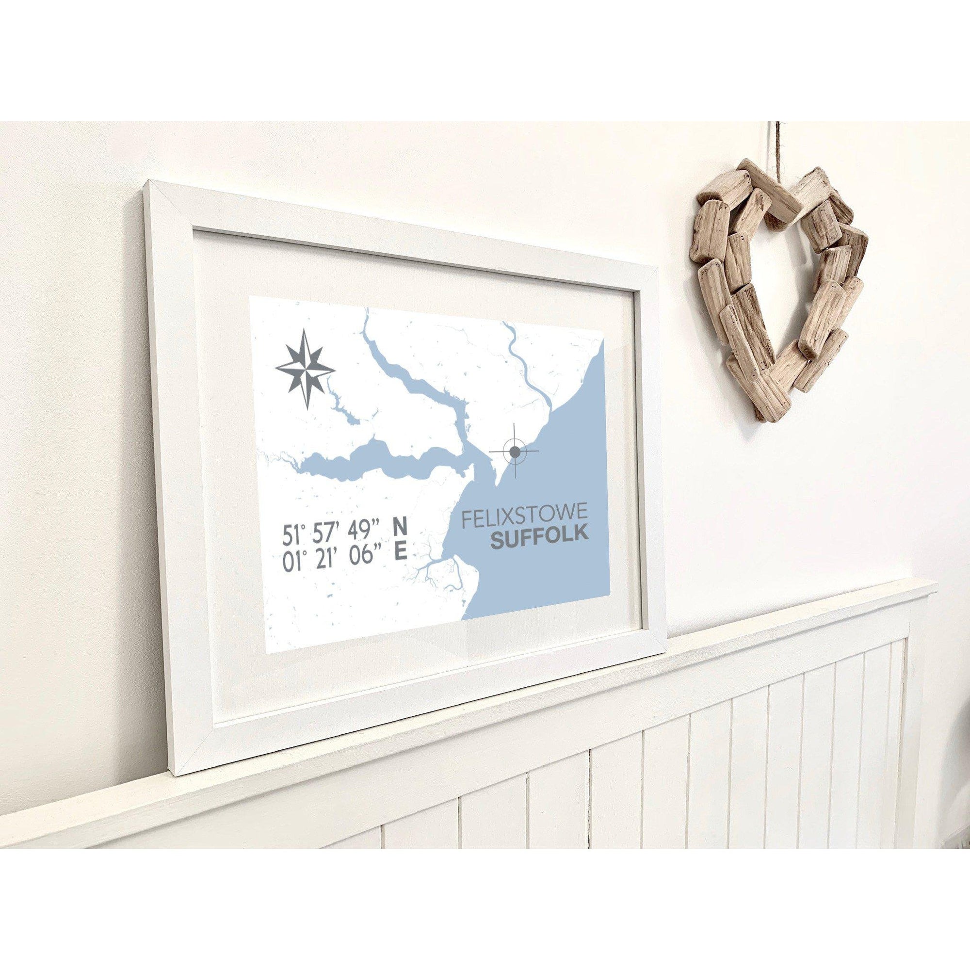 Felixstowe Coastal Map Print-SeaKisses