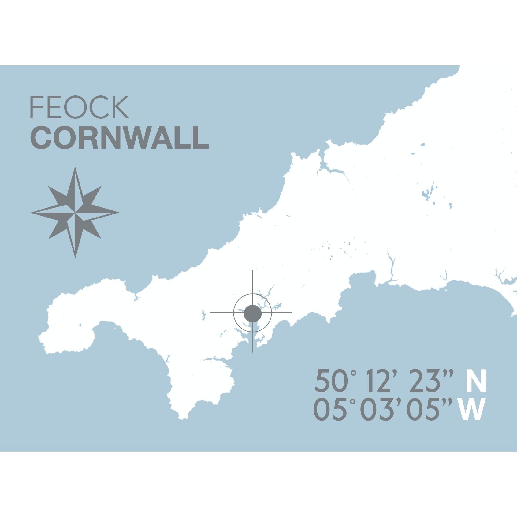 Feock Coastal Map Print-SeaKisses