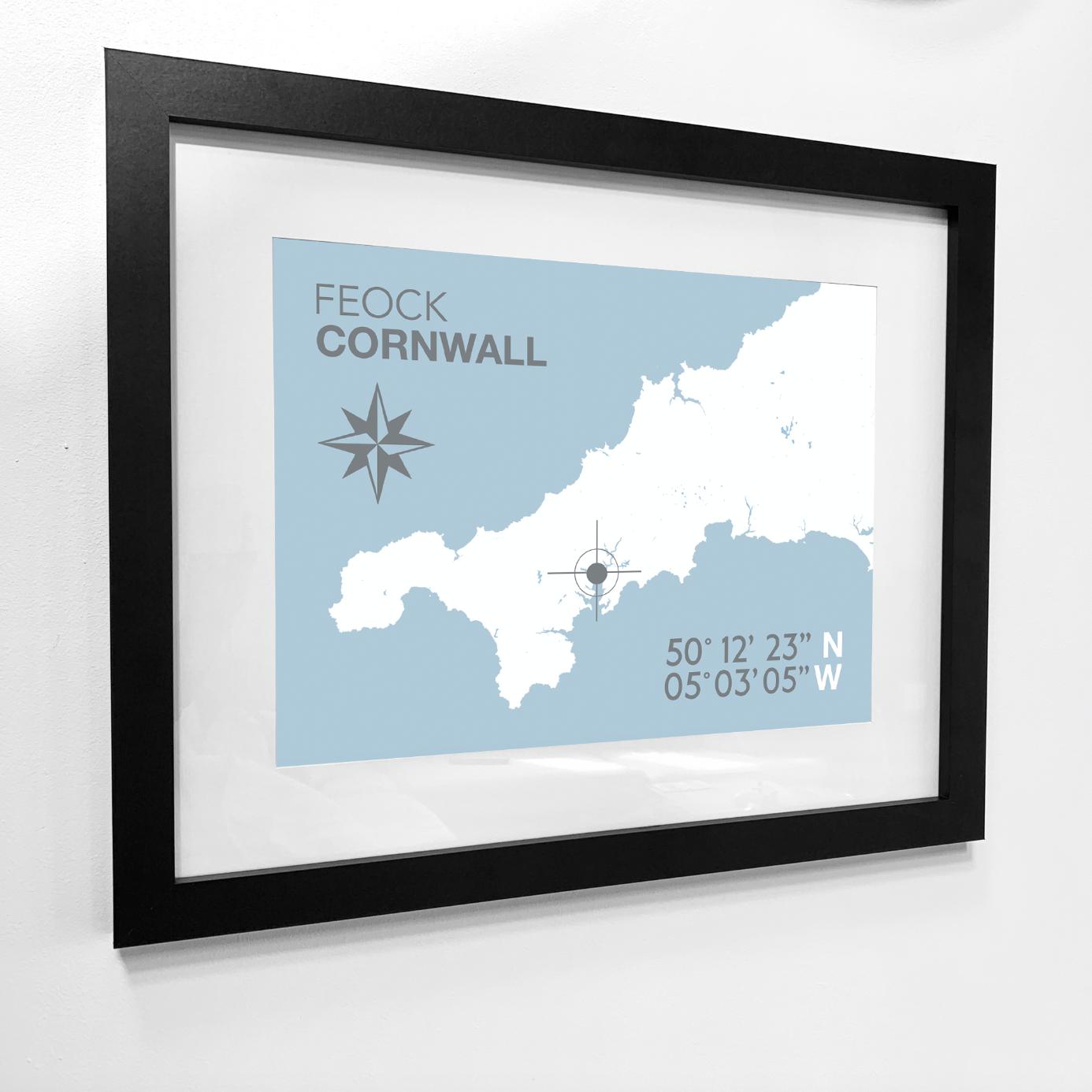 Feock Coastal Map Print-SeaKisses