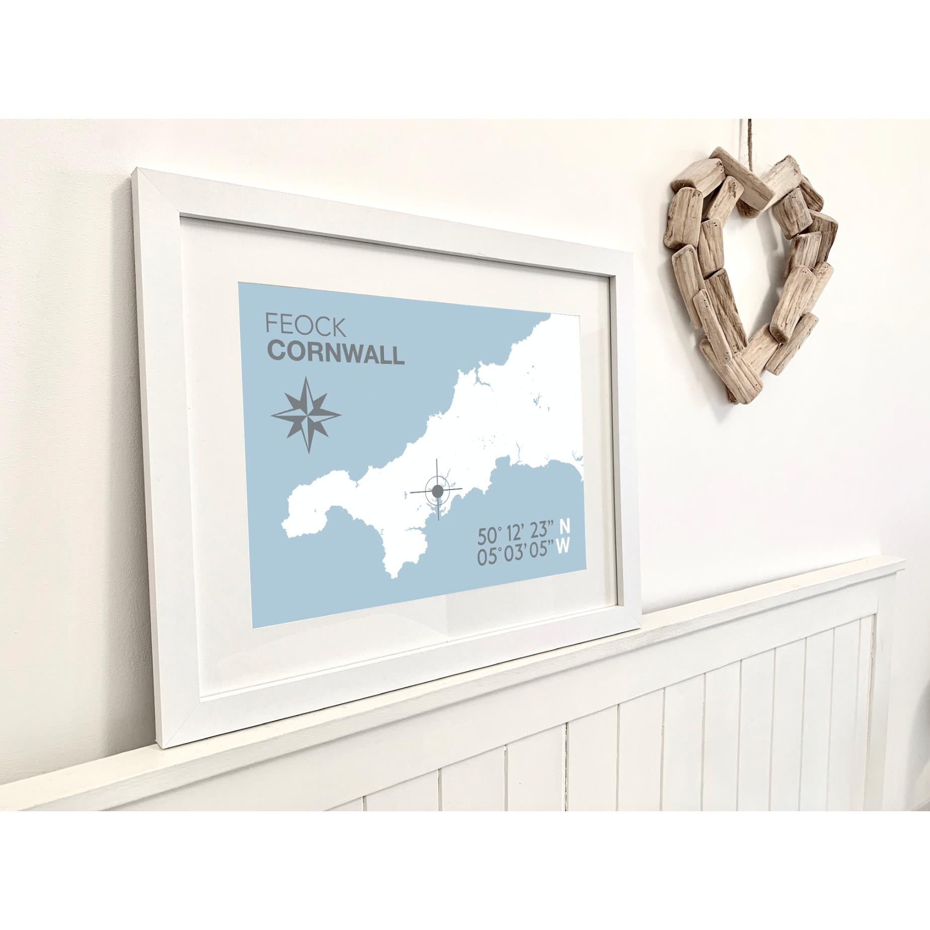 Feock Coastal Map Print-SeaKisses