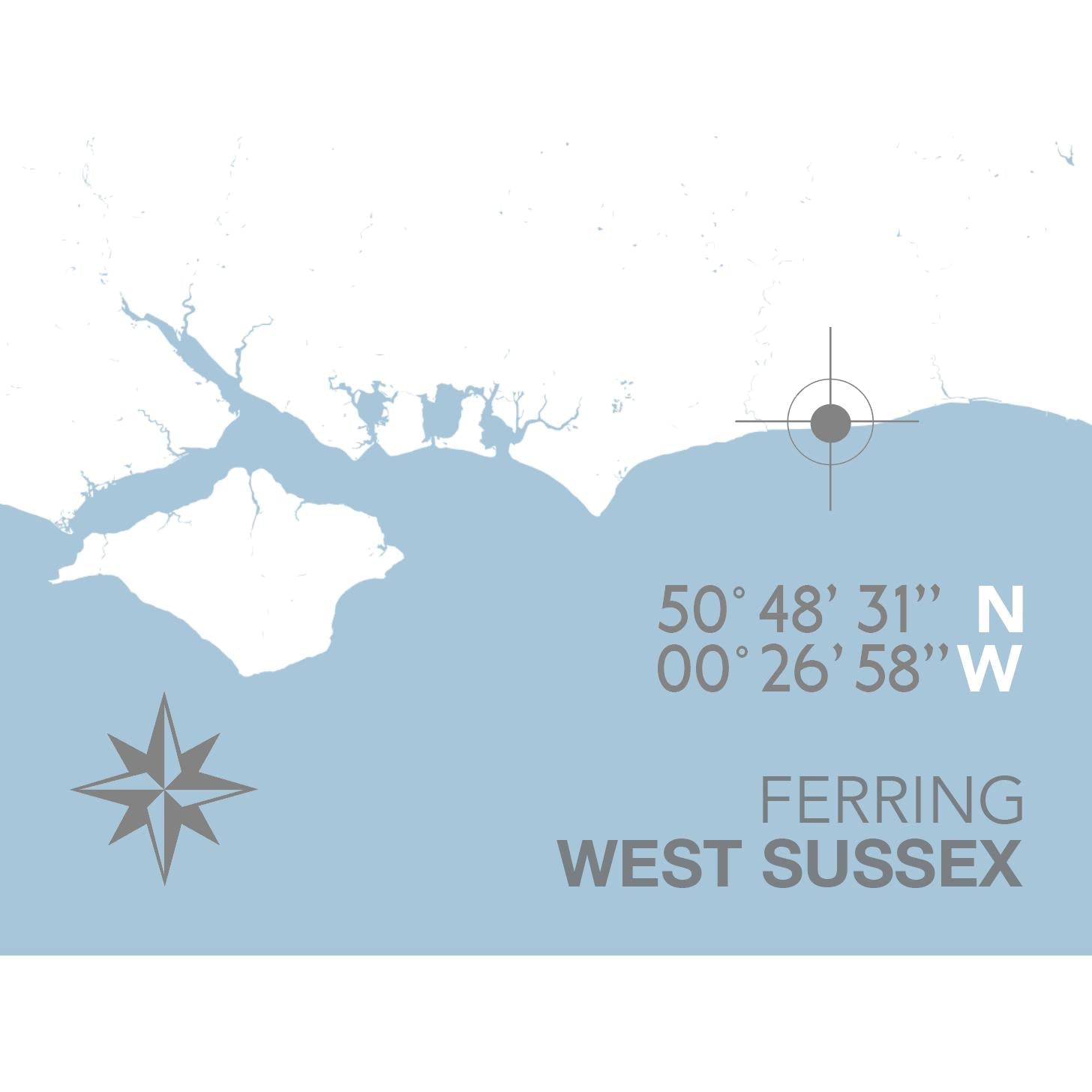 Ferring Coastal Map Print-SeaKisses