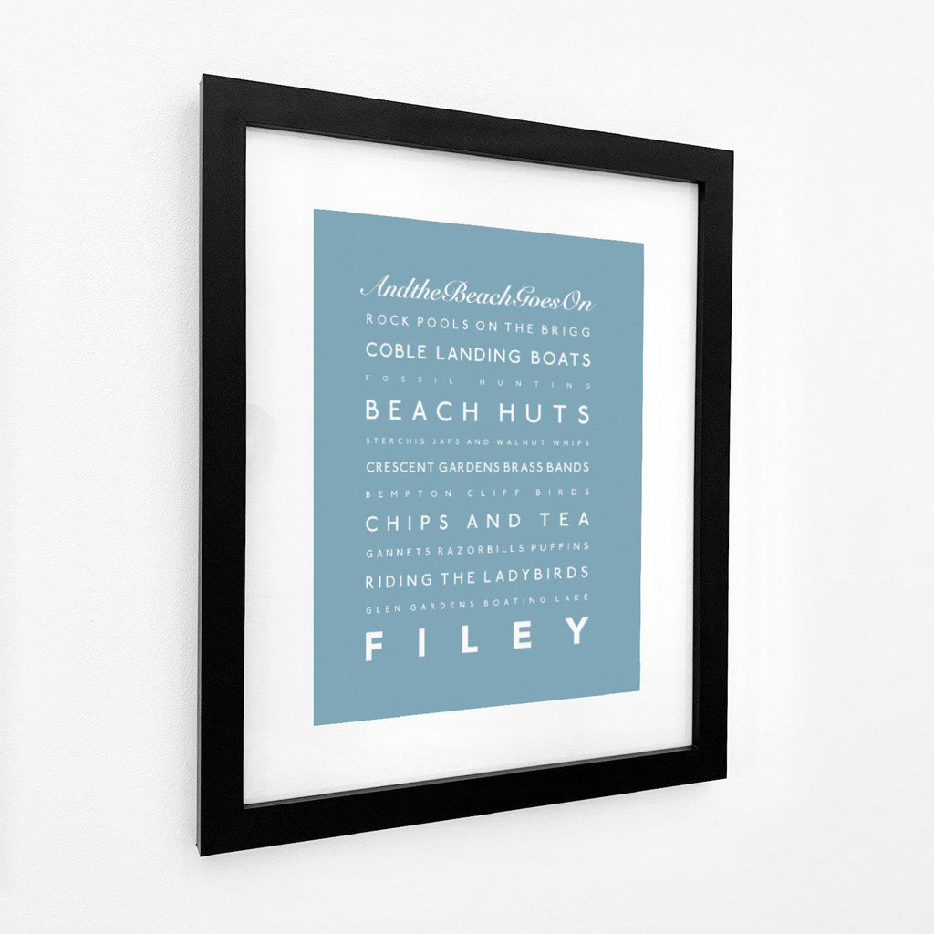 Filey Typographic Seaside Print - Coastal Wall Art /Poster-SeaKisses