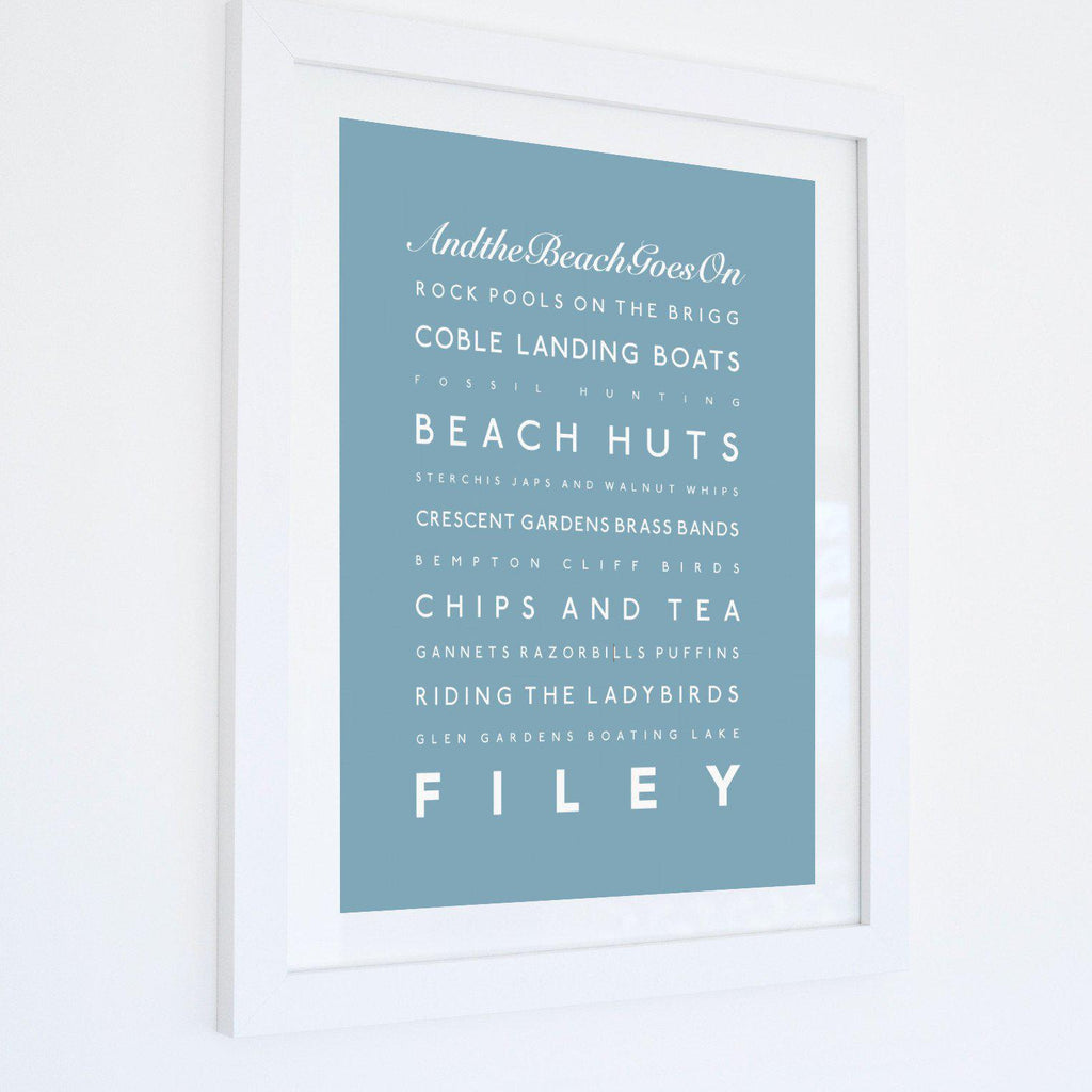 Filey Typographic Seaside Print - Coastal Wall Art /Poster-SeaKisses
